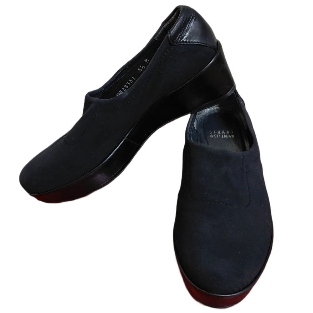 Stuart Weitzman Walker Micro Stretch Wedge Comfort Shoes Size 5.5
